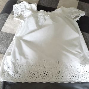 White Short Sleeved Eyelet Top